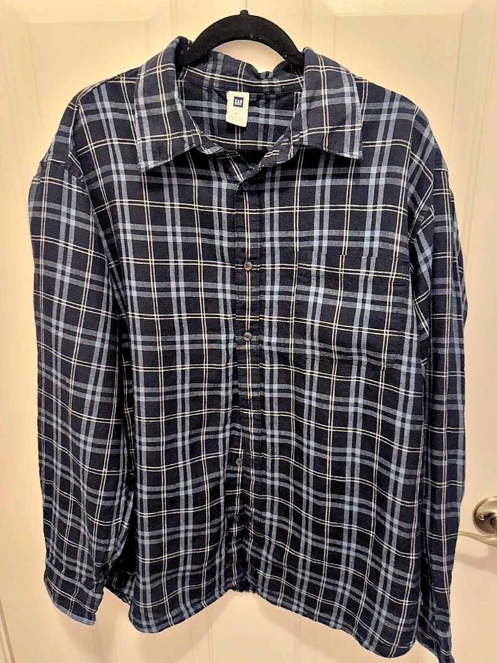 Gap Plaid Linen Button Down Shirt Size XL